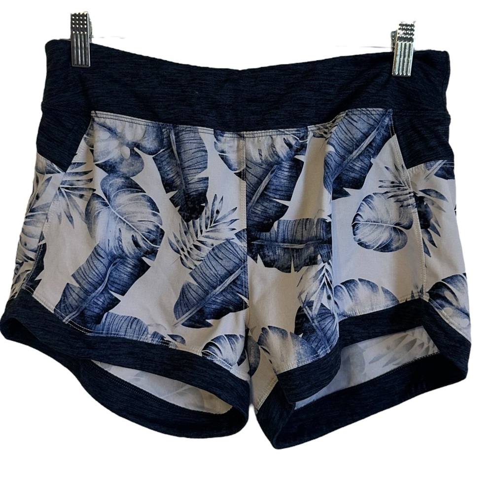 Kyodan Blue White Floral Athletic Athleisure Workout Shorts Size Small